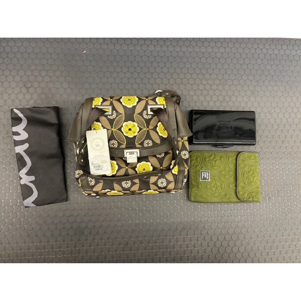 NWT Petunia Pickle Bottom Diaper Bag Brown Yellow Bauhaus Bowler (read)